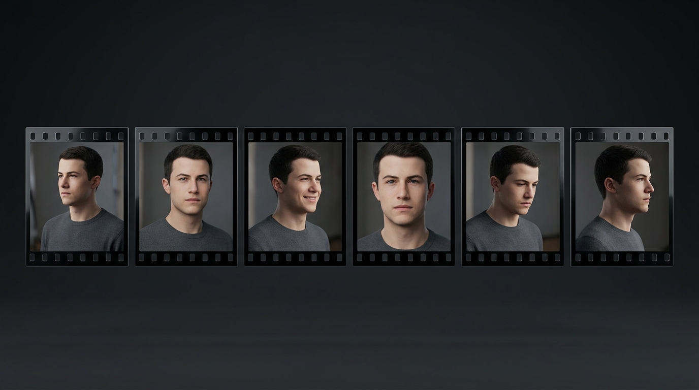 The test that matters: the same character, six angles, one face.